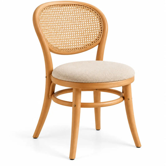 Sedia, schienale ovale intrecciato e seduta imbottita, marrone/beige