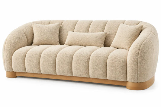 Divano, seduta a coste e braccioli arrotondati, beige
